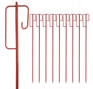 Grondpennen van rood gelakt staal